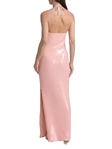 Rodarte Women's Sequined Floral Halter Cocktail Dress - Pink | Thumbnail 5