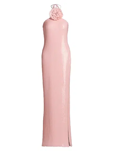 Rodarte Women's Sequined Floral Halter Cocktail Dress - Pink | Thumbnail 1