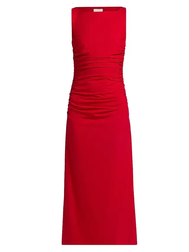Reformation Women's Benson Gathered Knit Midi-Dress - Lipstick