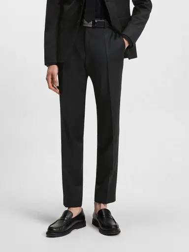 BOSS Men's Formal Trousers in Virgin-Wool Serge - Black | Thumbnail 2