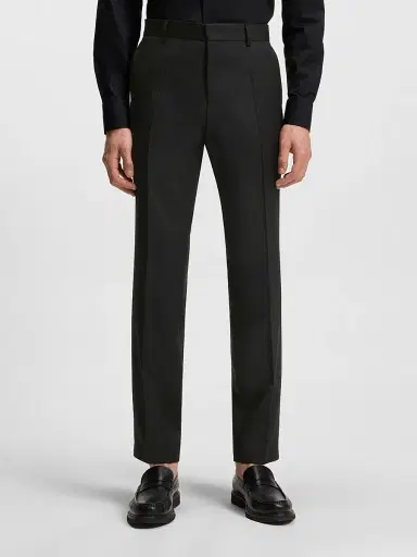 BOSS Men's Formal Trousers in Virgin-Wool Serge - Black | Thumbnail 3