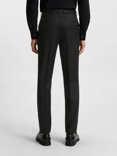 BOSS Men's Formal Trousers in Virgin-Wool Serge - Black | Thumbnail 4