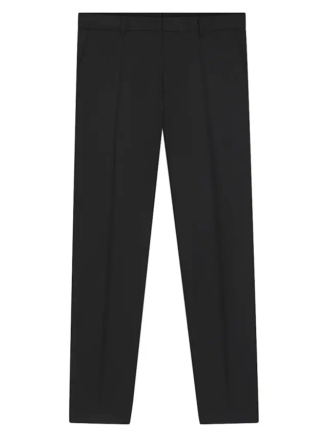 Men's Formal Trousers in Virgin-Wool Serge - Black