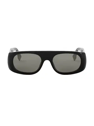 Fendi Men's  Signature 54MM Rectangular Sunglasses - Shiny Black Smoke | Thumbnail 2