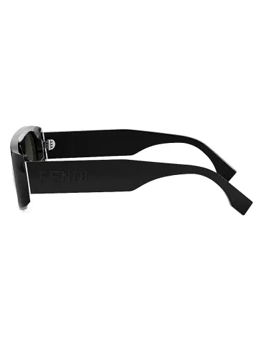 Fendi Men's  Signature 54MM Rectangular Sunglasses - Shiny Black Smoke | Thumbnail 3