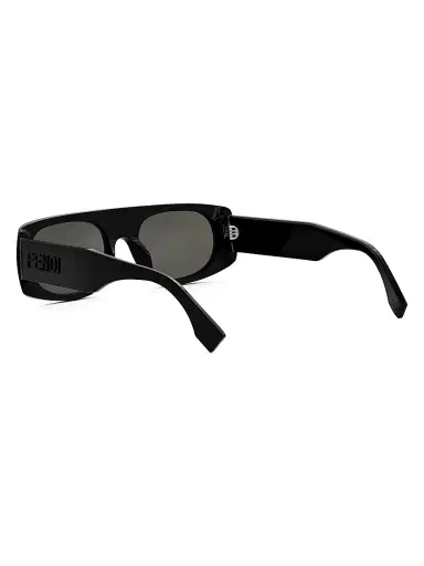 Fendi Men's  Signature 54MM Rectangular Sunglasses - Shiny Black Smoke | Thumbnail 4