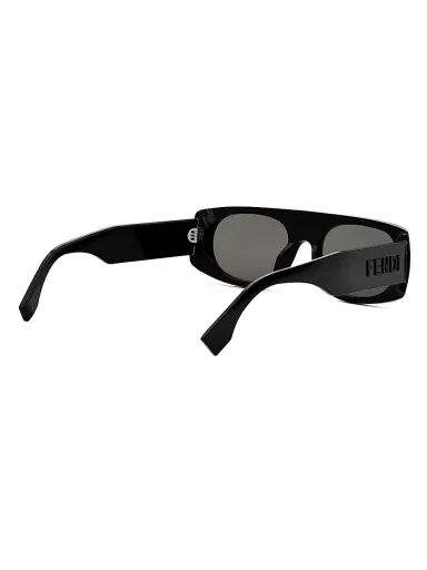 Fendi Men's  Signature 54MM Rectangular Sunglasses - Shiny Black Smoke | Thumbnail 6