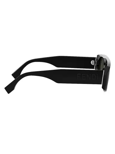 Fendi Men's  Signature 54MM Rectangular Sunglasses - Shiny Black Smoke | Thumbnail 7