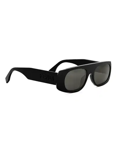Fendi Men's  Signature 54MM Rectangular Sunglasses - Shiny Black Smoke | Thumbnail 8