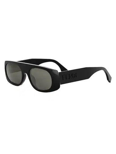 Fendi Men's  Signature 54MM Rectangular Sunglasses - Shiny Black Smoke | Thumbnail 1