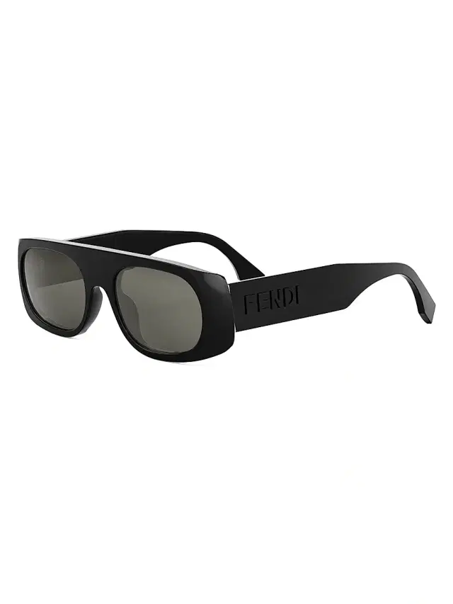 Men's Signature 54MM Rectangular Sunglasses - Shiny Black Smoke Men's Signature 54MM Rectangular Sunglasses - Shiny Black Smoke