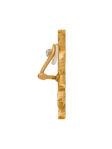 Saint Laurent Women's Cassandre Earring in Metal - Brass Gold | Thumbnail 3