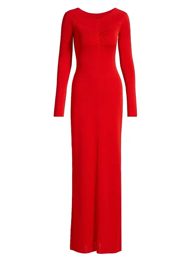Women's Light Fine-Knit Maxi Dress - Lipstick Red