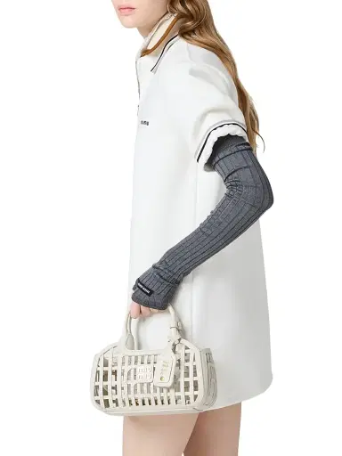 Miu Miu Women's Bonded Piqué and Technical Jersey Dress - White | Thumbnail 4 Miu Miu Women's Bonded Piqué and Technical Jersey Dress - White | Thumbnail 4