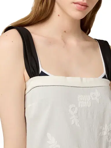 Miu Miu Women's Embroidered Batiste Dress - Beige | Thumbnail 4