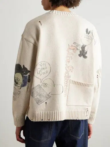 KAPITAL Distressed Printed Cotton Sweater - Men | Thumbnail 4 KAPITAL Distressed Printed Cotton Sweater - Men | Thumbnail 4
