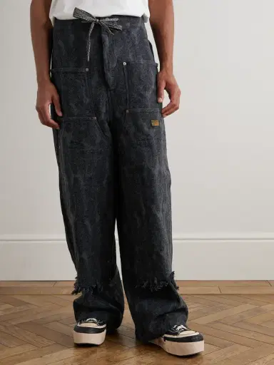 KAPITAL Magpie Easy Straight-Leg Cotton-Jacquard Drawstring Trousers - Men | Thumbnail 3 KAPITAL Magpie Easy Straight-Leg Cotton-Jacquard Drawstring Trousers - Men | Thumbnail 3