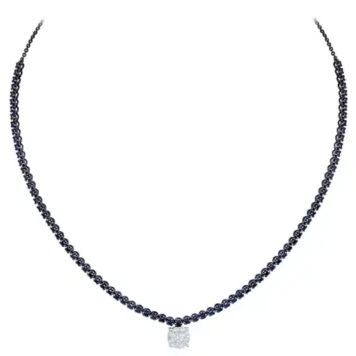 Wish Fine Jewelry 2.13ct Black Diamonds 18K Gold Tennis Necklace
