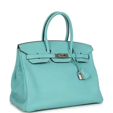 HERMÈS Pre-owned Hermes Birkin 35 Bleu Atoll Togo Palladium Hardware | Thumbnail 2 HERMÈS Pre-owned Hermes Birkin 35 Bleu Atoll Togo Palladium Hardware | Thumbnail 2