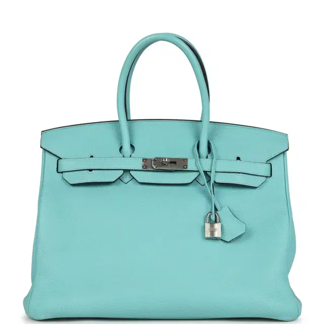 hermes Pre-owned Hermes Birkin 35 Bleu Atoll Togo Palladium Hardware