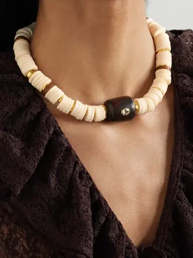 Lizzie Fortunato New Moon Gold-tone, Wood, Topaz And Bone Necklace | Thumbnail 2