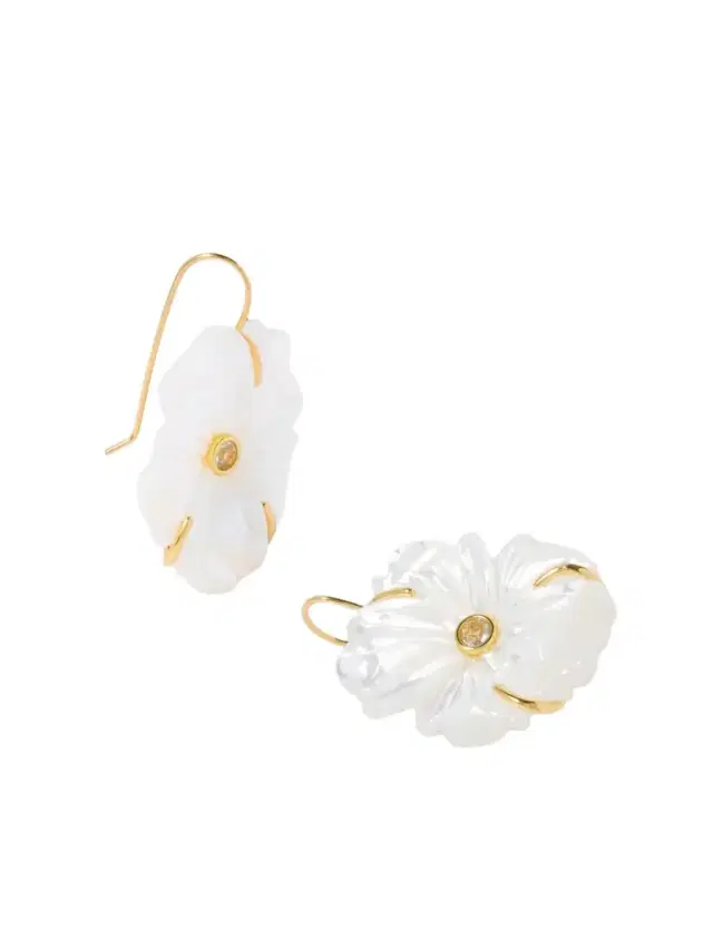 New Bloom Gold-plated, Mother-of-pearl And Topaz Earrings