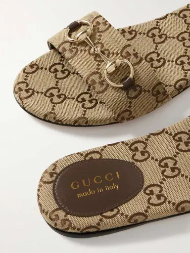 Gucci Siaga Horsebit-detailed Canvas-jacquard Slides | Thumbnail 4 Gucci Siaga Horsebit-detailed Canvas-jacquard Slides | Thumbnail 4