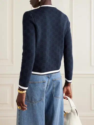 Gucci Striped Jacquard-knit Cotton Cardigan | Thumbnail 4 Gucci Striped Jacquard-knit Cotton Cardigan | Thumbnail 4