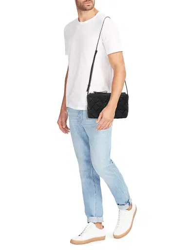 Bottega Veneta Men's Diago Intreccio Messenger Bag - Black Silver | Thumbnail 2 Bottega Veneta Men's Diago Intreccio Messenger Bag - Black Silver | Thumbnail 2