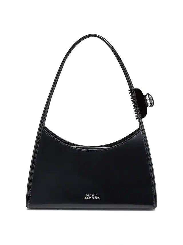 Women's The Glam Claw Clip Leather Shoulder Bag - Black