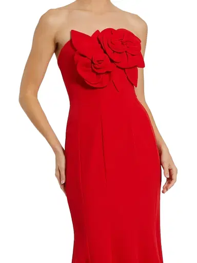 Mac Duggal Women's Ieena Floral-Appliquéd Satin Mermaid Gown - Red - Size 16 | Thumbnail 3 Mac Duggal Women's Ieena Floral-Appliquéd Satin Mermaid Gown - Red - Size 16 | Thumbnail 3