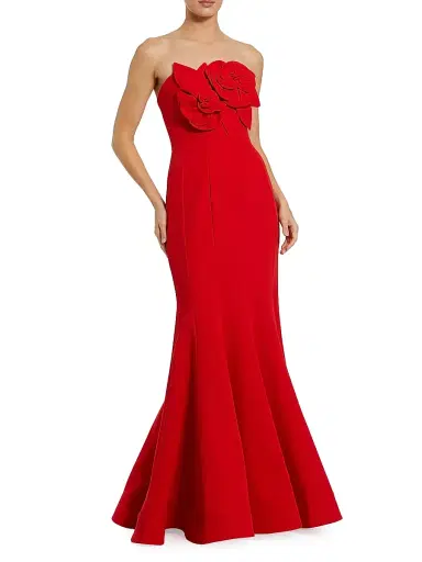 Mac Duggal Women's Ieena Floral-Appliquéd Satin Mermaid Gown - Red - Size 16 | Thumbnail 1 Mac Duggal Women's Ieena Floral-Appliquéd Satin Mermaid Gown - Red - Size 16 | Thumbnail 1