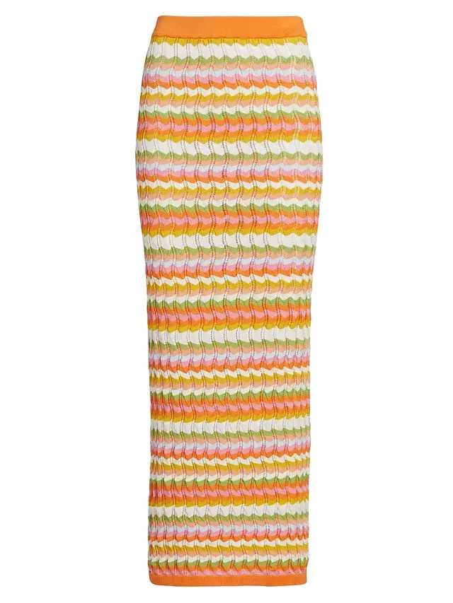 Ronny Kobo Women's Wilkins Chevron Knit Maxi Skirt - Rainbow Multi