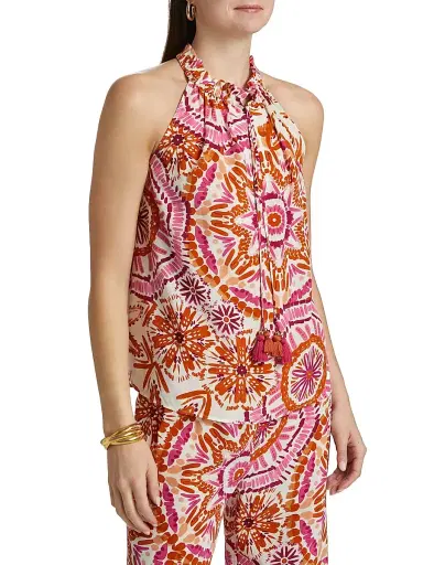 FIGUE Women's Betty Printed Tieneck Sleeveless Top - Sunburst Medallion Pink - Size Small | Thumbnail 4 FIGUE Women's Betty Printed Tieneck Sleeveless Top - Sunburst Medallion Pink - Size Small | Thumbnail 4