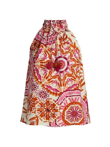 FIGUE Women's Betty Printed Tieneck Sleeveless Top - Sunburst Medallion Pink - Size Small | Thumbnail 1 FIGUE Women's Betty Printed Tieneck Sleeveless Top - Sunburst Medallion Pink - Size Small | Thumbnail 1