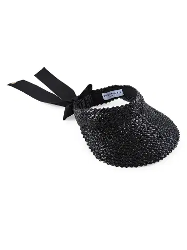 Eugenia Kim Women's Ricky Bow Straw Visor | Thumbnail 1 Eugenia Kim Women's Ricky Bow Straw Visor | Thumbnail 1