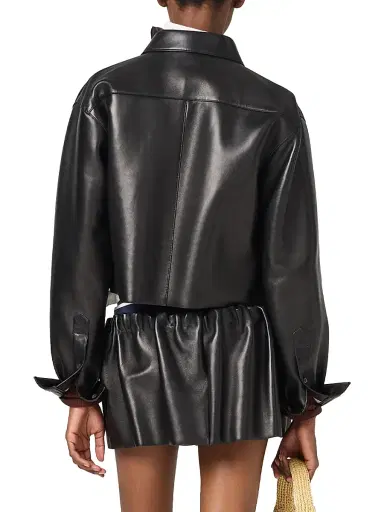 Miu Miu Women's Plongé Nappa Leather Shirt | Thumbnail 4 Miu Miu Women's Plongé Nappa Leather Shirt | Thumbnail 4