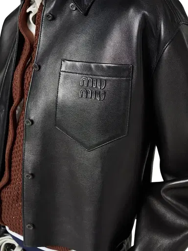 Miu Miu Women's Plongé Nappa Leather Shirt | Thumbnail 5 Miu Miu Women's Plongé Nappa Leather Shirt | Thumbnail 5