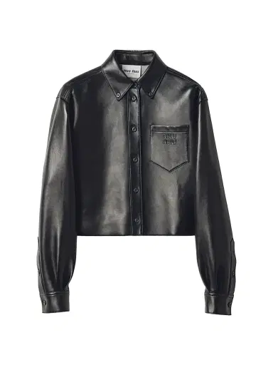 Miu Miu Women's Plongé Nappa Leather Shirt | Thumbnail 1 Miu Miu Women's Plongé Nappa Leather Shirt | Thumbnail 1