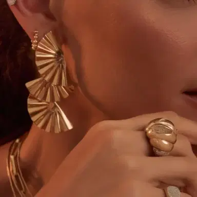 Wish Fine Jewelry 18KY 15.9g Cascade Fan Earrings | Thumbnail 1