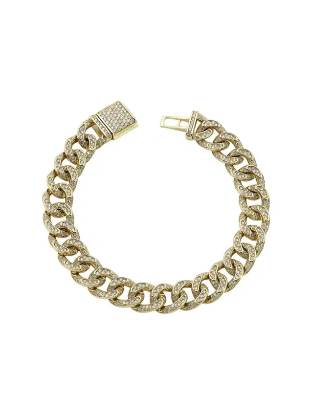 Wish Fine Jewelry 3.65cts Diamond 14K Cuban Chain Bracelet