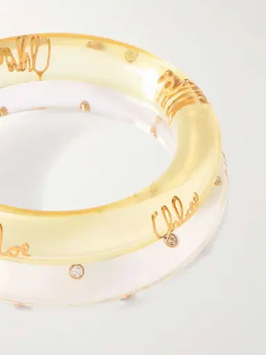 Chloé Set Of Two Resin, Crystal And Gold-tone Bangles | Thumbnail 4 Chloé Set Of Two Resin, Crystal And Gold-tone Bangles | Thumbnail 4