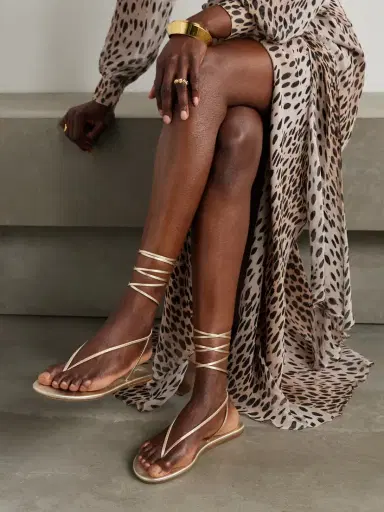 Ancient Greek Sandals Sfendoni Metallic Sandals | Thumbnail 2