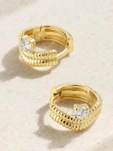 STONE AND STRAND Freddie 14-karat Gold Diamond Hoop Earrings | Thumbnail 3
