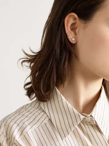 STONE AND STRAND Freddie 14-karat Gold Diamond Hoop Earrings | Thumbnail 4