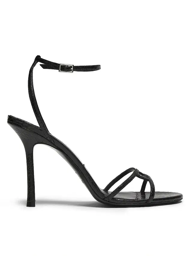 Jimmy Choo Women's Leo 100MM Metallic Leather Sandals - Black
