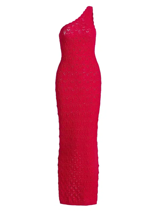 Ronny Kobo Women's Zelda One-Shoulder Knit Maxi Dress - Fiery Red