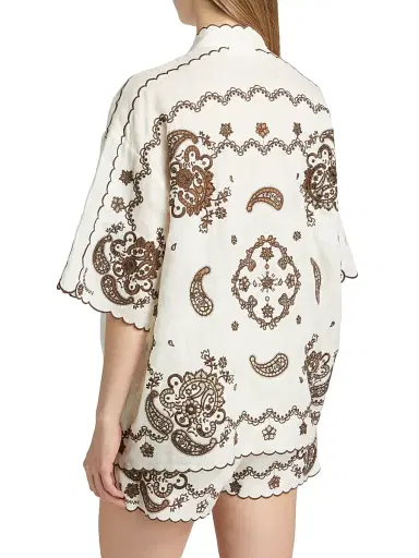 Zimmermann Women's Ascension Embroidered Linen Shirt - Chocolate | Thumbnail 5 Zimmermann Women's Ascension Embroidered Linen Shirt - Chocolate | Thumbnail 5