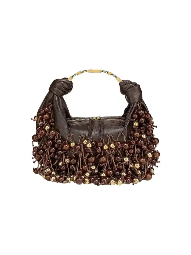 Women's Foam Beaded Leather Top Handle Bag - Coffee Women's Foam Beaded Leather Top Handle Bag - Coffee