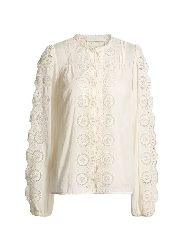 Zimmermann Women's Lucky Embroidered Cotton Blouse -